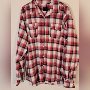 Swiss Cross plaid button down long sleeve shirt size XXL